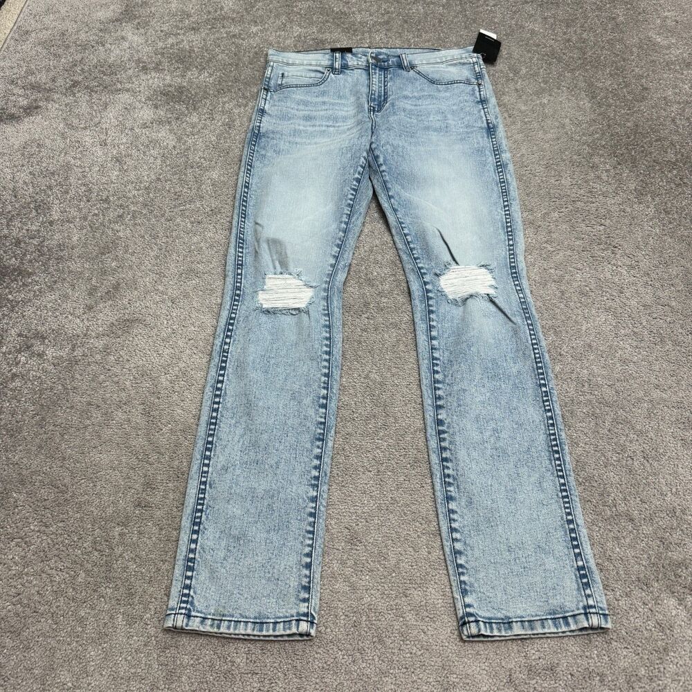 Dr. Denim Snap Tight Slim Distressed Denim Jeans Mens 34x32 Light Mist Blue NWT